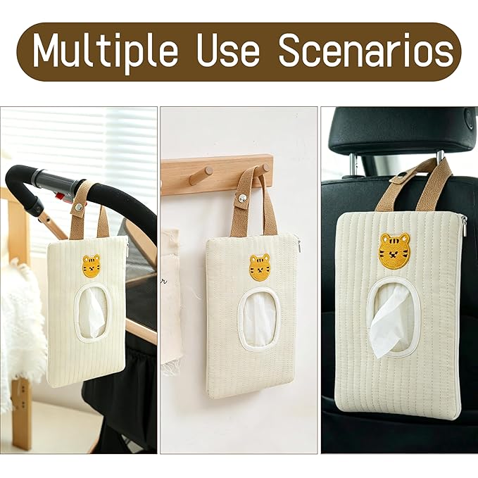 Quilted Baby Wipe Holder Floral Diaper Pouch Portable Quilted Wipes Bag for Car, Stroller