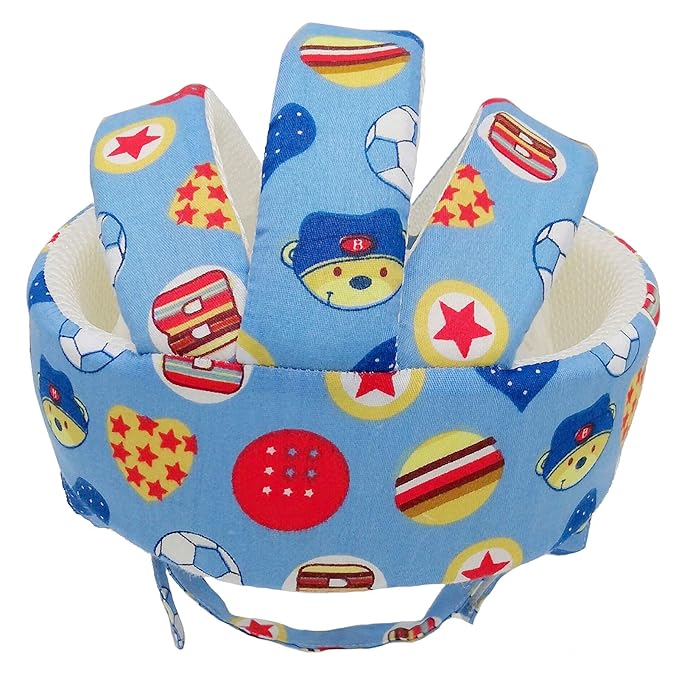 Baby Helmet Toddler Children Headguard Infant Head Cushion Protective Harnesses Cap Soft Adjustable Kid Hat Head Protector (Football Blue)