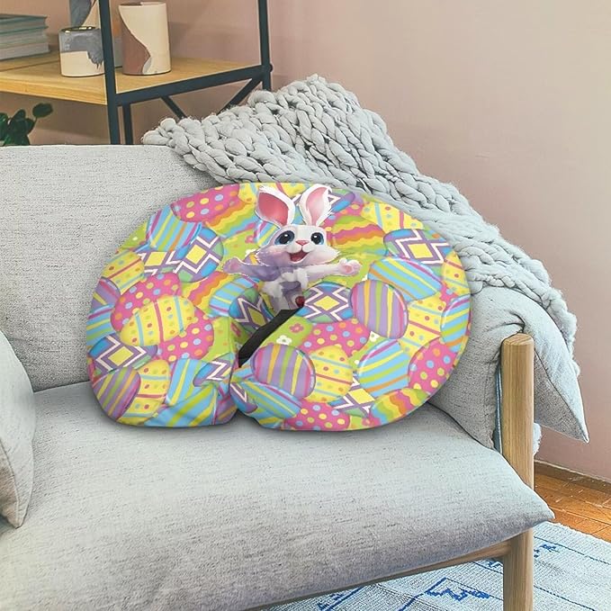 Easter Bunny Eggs Nursing Pillow Cover Case Breathable Cozy Breastfeeding Pillow Slipcover for Baby Boys & Girls Removable Nursing Pillow Cover for Home Sofa Decor