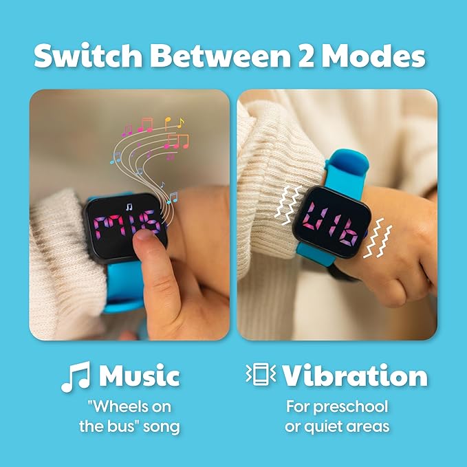 Potty Training Watch & Board Book for Kids – A Water Resistant Potty Reminder Device for Boys & Girls - Train Your Toddler with Fun Musical or Vibration Reminders and Printed Board Book (Blue)