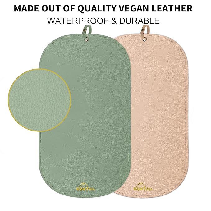 Portable Baby Diaper Changing Mat,Soft Faux Leather, Wipeable & Easy to Clean,for Home or Travel, Waterproof, with Storage Strap,Easily Put into Diaper Bag,30 x 17 in (Beige & Sage Green)