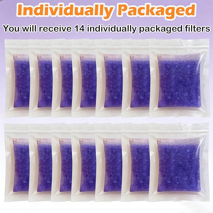14 Pack Diaper Pail Odor Absorber Refills for Munchkin Step and Pall Diaper Pails, Odor Eliminator Filter Refills for Puck Baking Soda Cartridge (Lavander)