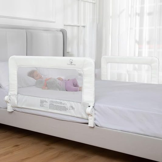 ComfyBumpy 2-Pack Bed Rail for Toddlers 35.5" L x 19.5" H | Toddler Bed Rails for Twin, Full & Toddler Mattress Size | Swing Down Rail Guard | Mattress Side Rail for Kids | White