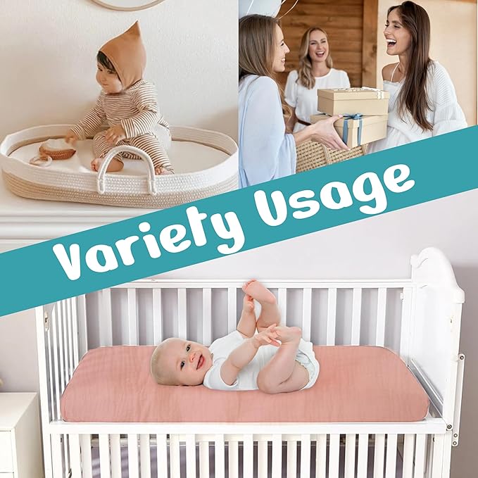 100% Muslin Changing Pad Cover Ultra Soft 120GSM Baby Changing Pad Covers for Girls and Boys - Easy wash Diaper Changing pad Cover with Low Shrinkage (2 Pack - Beige/Sand)