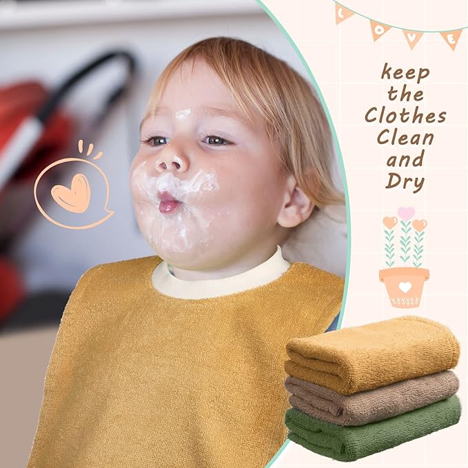 Foaincore 6 Pcs Pullover Baby Bibs Cotton Terry Toddler Absorbent Infant for Feeding and Drooling Towel Bib (Lively Color)