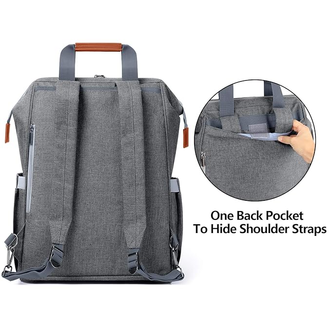 LUXJA Breast Pump Bag with Breastmilk Cooler Bag (Fits Four 5-Ounce Breastmilk Bottles), Breast Pump Backpack with Compartments for Cooler Bag and Laptop (Suitable for Working Mothers), Gray
