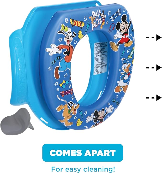 Disney Mickey Mouse "Pals at Play" Soft Potty Seat and Potty Training Seat - Soft Cushion, Baby Potty Training, Safe, Easy to Clean