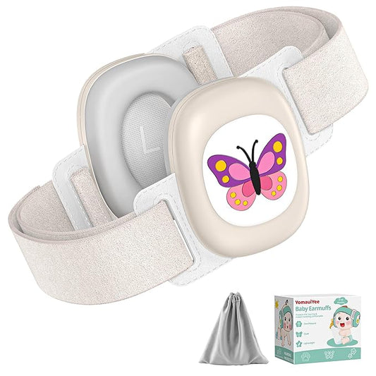 YomauiYee Baby Earmuffs,Baby Noise Cancelling Headphones with Butterfly Pattern, Infant Ear Protection for Toddler 0-48 Months,Infant Travel Essentials for Airplane/Improves Sleep