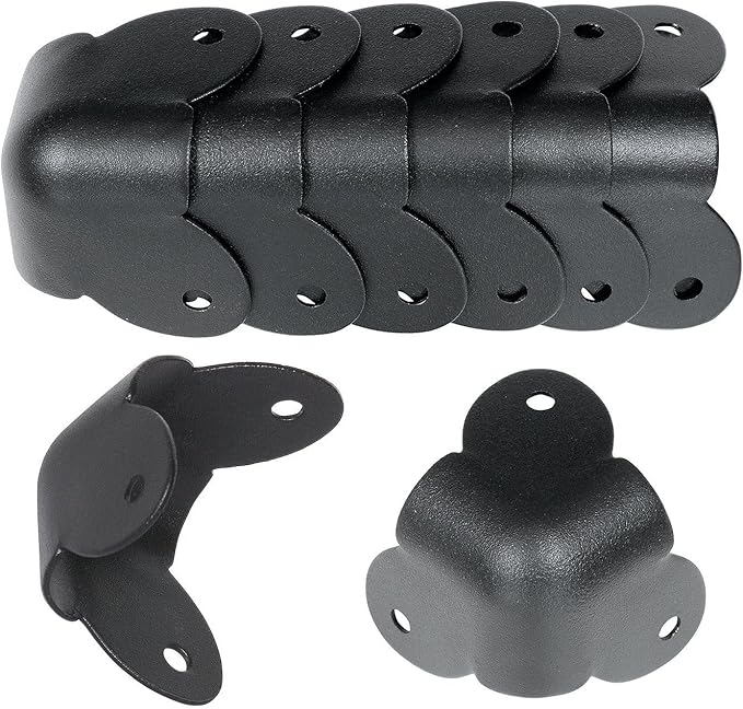 MIYAKO USA Set of 8-1.5" Speaker Cabinet/Amp Corners Protector / 3 Leg Black Powder Coat, Rounded - Super High Strength Black Coated Steel for Long Durability (21-815)