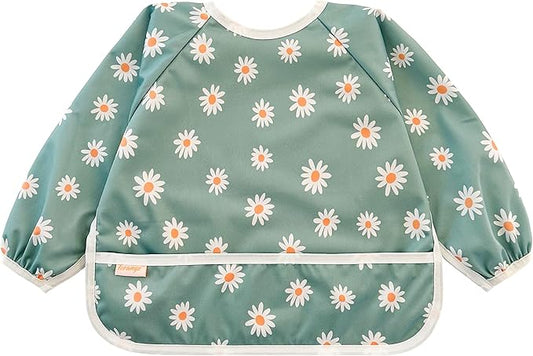 Waterproof Long Sleeve Bib – Machine Washable Baby Bibs for Eating – Baby Smock Bib for Toddler – BLW Supplies for Baby