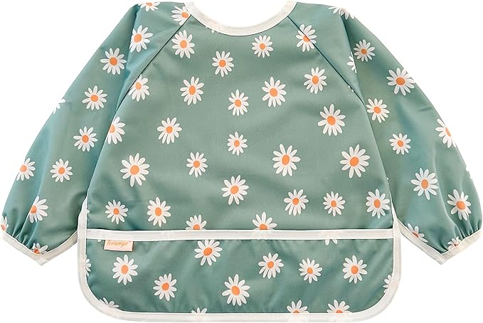 Waterproof Long Sleeve Bib – Machine Washable Baby Bibs for Eating – Baby Smock Bib for Toddler – BLW Supplies for Baby