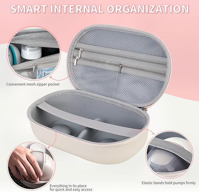 Wearable Breast Pump Bag, Carrying Case Compatible with Eufy Breast Pump, Portable Breast Pump Storage Bag for Momcozy Willow Medela and Most Breast Pumps, Hold 2 Pumps, Ideal for Going Out and Travel