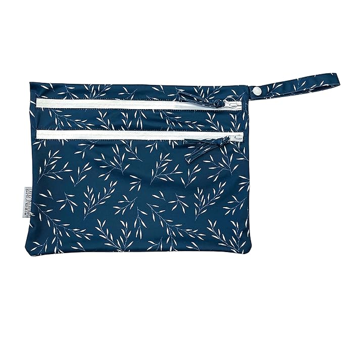 BapronBaby Willow Wet Dry Bag - Waterproof Two Zipper Pockets - Reusable for Mealtime, Diapers, Stroller, Snacks, Swimsuits - Machine Washable - 11" x 9"