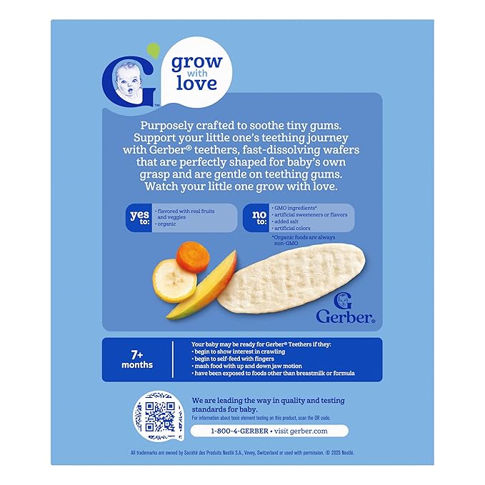 Gerber Organic Teethers Gentle Teething Wafers, Mango Banana Carrot 1 Count (Pack of 4)