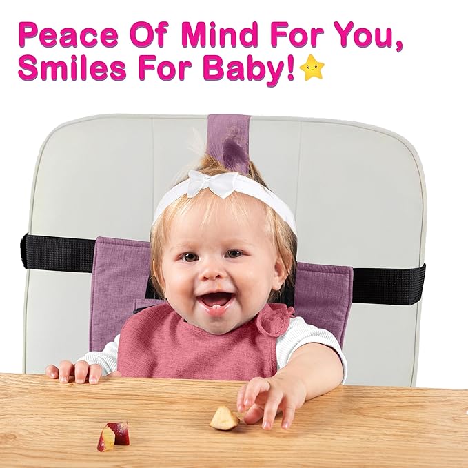 Portable Baby Chair Strap – Travel Dining Seat Cover for Babies & Toddlers | Portable Baby Chair for Travel | Compact, Foldable Baby Seat Cover – Pink