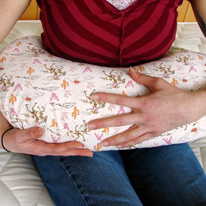 Cute Pink Cowgirl Nursing Pillow Covers for Girl Western Cowgirls Horse Cactus Mountain Sunset Nursery Slipcovers for Breastfeeding Pillows Wild West Desert Soft Stretchy Cover for Newborn Infant