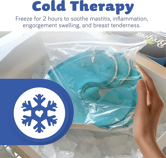 Breast Ice Packs for Breastfeeding - Hot & Cold Therapy Pads for Nursing & Clogged Milk Ducts, Mastitis & Engorgement – Boob Surgery Recovery – Soft Dual-Sided Gel Pads – 2 Pack