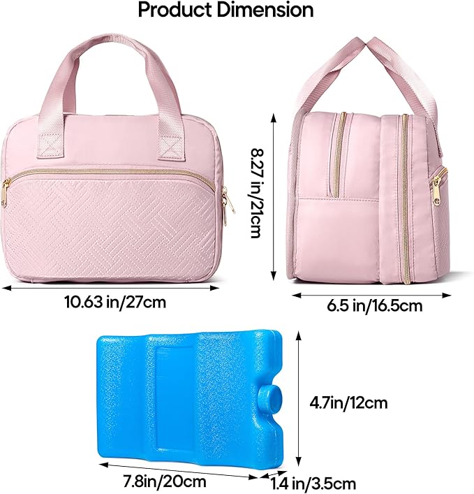 Fasrom Wearable Breast Pump Bag with Cooler and Ice Pack Compatible with Momcozy, Medela and Elvie Pumps, Insulated Pump Carrying Case to Hold Extra Pump Parts, Pink (Patent Design)