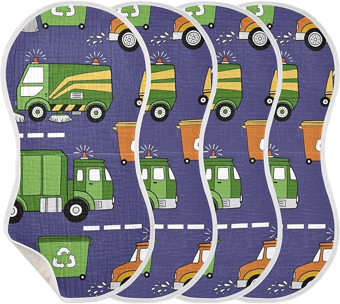 Garbage Trucks Cars Burp Cloths Baby Boys Girls Absorbent Soft Cotton Burping Cloths Rags 1 Pack
