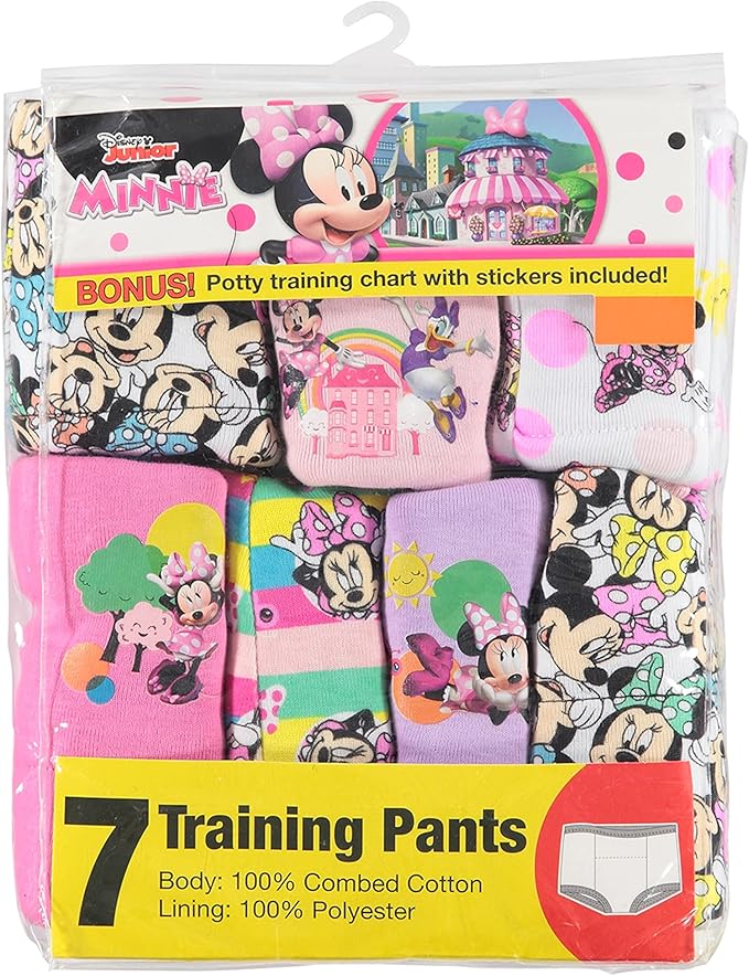 Disney Girls Minnie Mouse Potty Training Pants and Starter Kit with Stickers & Tracking Chart in Sizes 18m, 2t, 3t, 4t