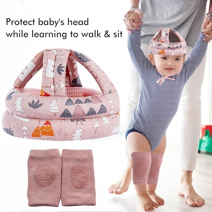 Baby Safety Helmet Infant Toddler Breathable & Adjustable Head Cushion Bumper Bonnet for Running Walking Crawling (Pink), BB-1003