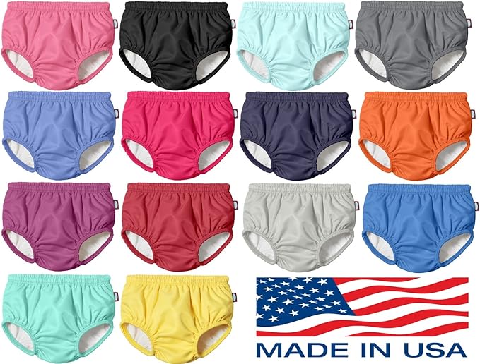 Made in USA Baby Girls and Boys Swim Diaper Cover Reusable LeakProof for Swimming Pool Lessons Beach, Red, 6-9 Months