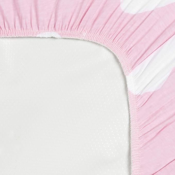 EVERYDAY KIDS 2 Pack Baby Changing Pad Covers for Baby Girl – Fits Most Changing Table Pads; 100% Cotton Jersey Knit, Breathable, Soft Changing Table Topper – Pink and White Hearts and Polka Dots