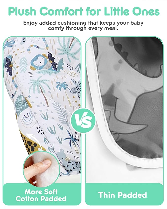 Baby High Chair Cover Replacement, Reversible & Waterproof High Chair Cushion Pad Home & Restaurant use, Includes 5-Point Harness Strap, Chair Not Included - Green