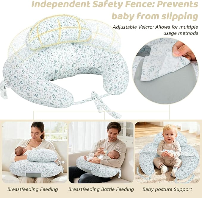 KAKIBLIN Nursing Pillow, Inflatable Breastfeeding Pillows, Hands-Free Feeding Pillow for Back Pain Relief with Waist Strap, Travel Nursing Pillow, Breastfeeding Bottle Support for Baby Girl Boy