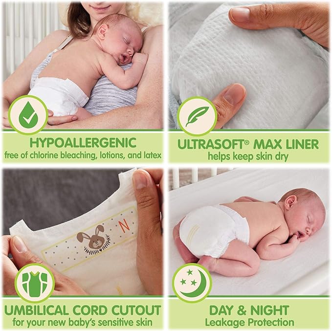 HAO M Mark Premium Baby Diapers - Newborn (0-10 lbs) 108 Count W/Moist Towelettes