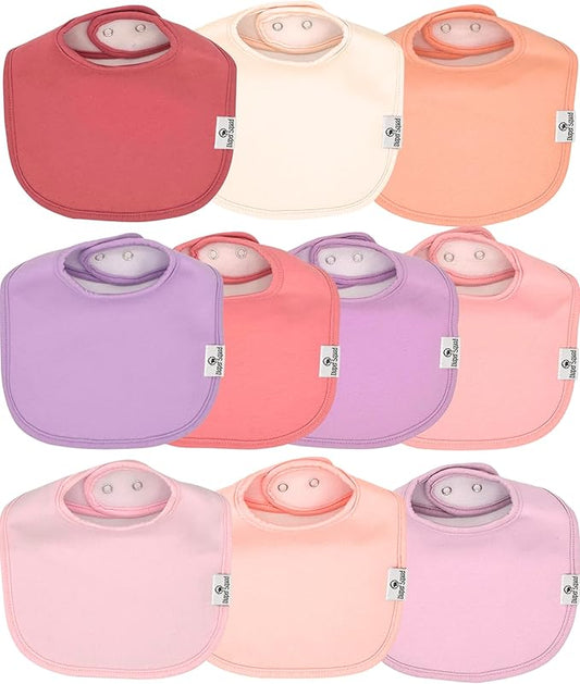 DiaperSquad's 100% Organic Cotton Baby Drool Bibs, Super Absorbent & Adjustable Baby Bibs for Drooling and Teething