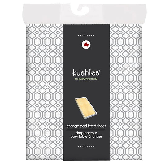 Kushies Change Pad Fitted Sheet Terry, Grey Octagon