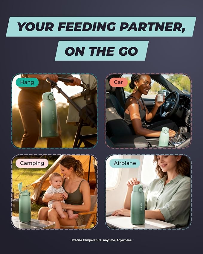 Upgraded Portable Milk Warmer with Self-Clean Function, 110W Fast Heating for Breast Milk & Formula, 16oz Large Capacity Travel Bottle Warmer, USB-C Fast Charge, Ideal for Hiking, Flights & Car Use