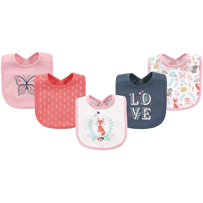 Hudson Baby Unisex Baby Cotton Bibs, Woodland Fox, One Size