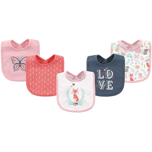 Hudson Baby Unisex Baby Cotton Bibs, Woodland Fox, One Size