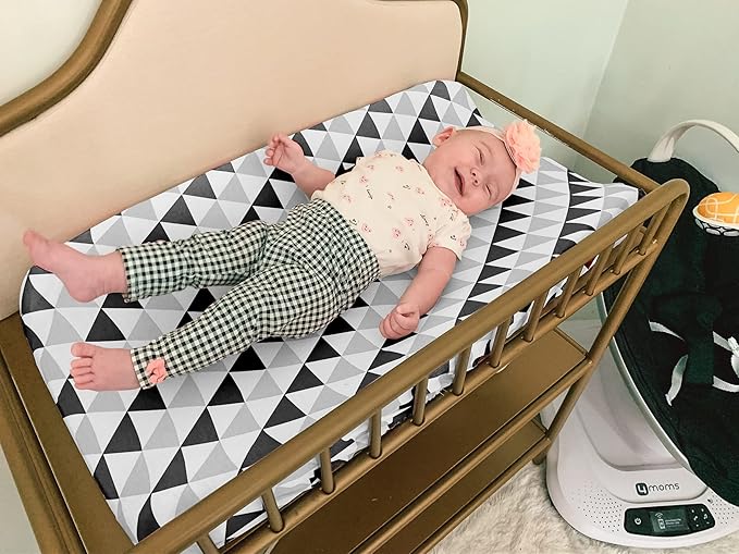 Changing Pad Cover – Baby Changing Pad Covers 4 Pack – Boy or Girl Changing Pad Cover – Pure Jersey Machine Washable Black and White Changing Table Cover – Diaper Changing Pad Cover Sheets