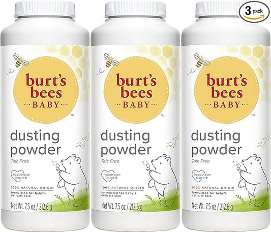 Burt's Bees Baby Powder, Hypoallergenic Dusting Powder, Non-Irritating, Calming Skin Care, All Natural, Talc Free,7.5 Ounce (Pack of 3)
