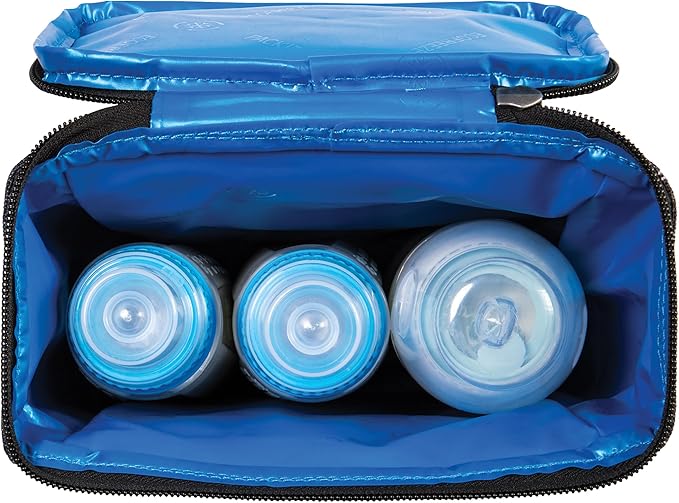 PackIt Freezable Double Bottle Bag, Built with EcoFreeze Technology, Antimicrobial lining, Collapsible, Reusable, Zip Closure, Buckle Handle, Perfect for Breastmilk and Formula On the Go