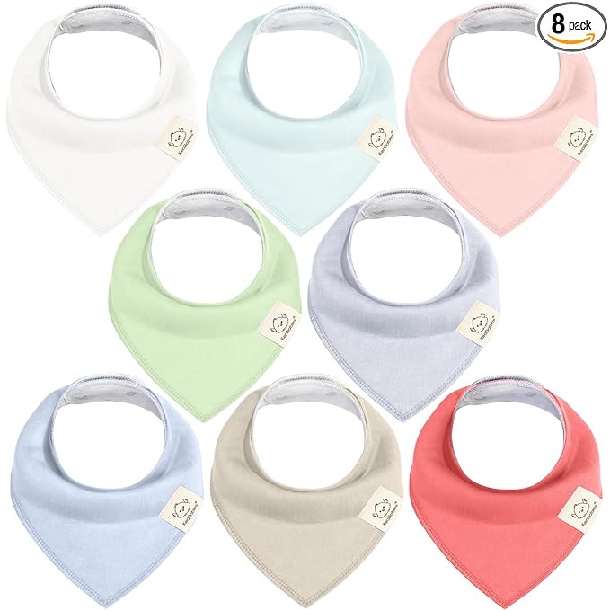 KeaBabies 8-Pack Organic Baby Bandana Bibs for Girls - Super Absorbent Triangle Baby Bibs for Drooling and Teething Infant, 100% Cotton Extra Soft for Newborn, Infant 0-36 Months (Spring)