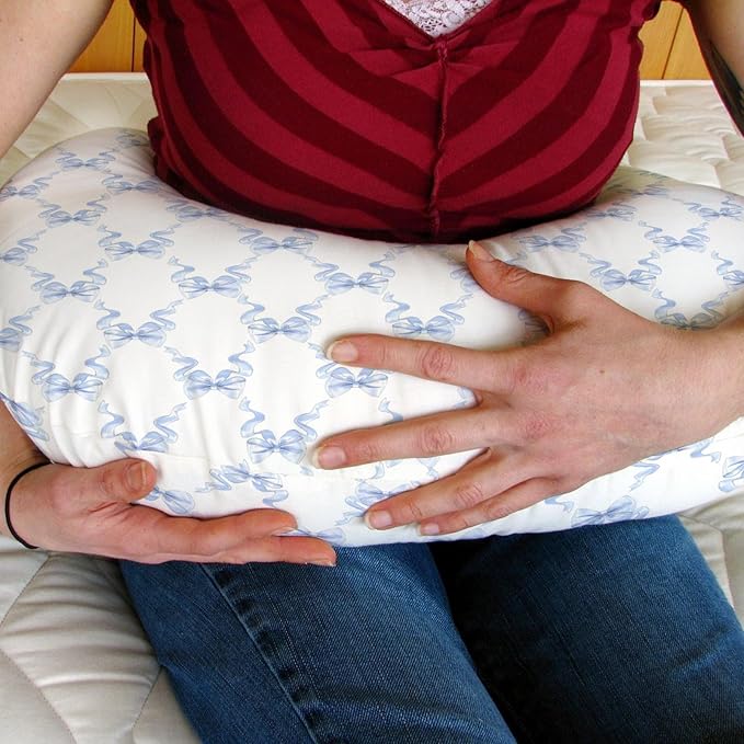 Blue Bows Ribbon Baby Nursing Pillow Covers for Boy Girl Pastel Blue Ribbons Nursing Pillow Slipcovers for Breastfeeding Pillows Watercolor Bows Soft Stretchy Removable Covers for Newborn Infant