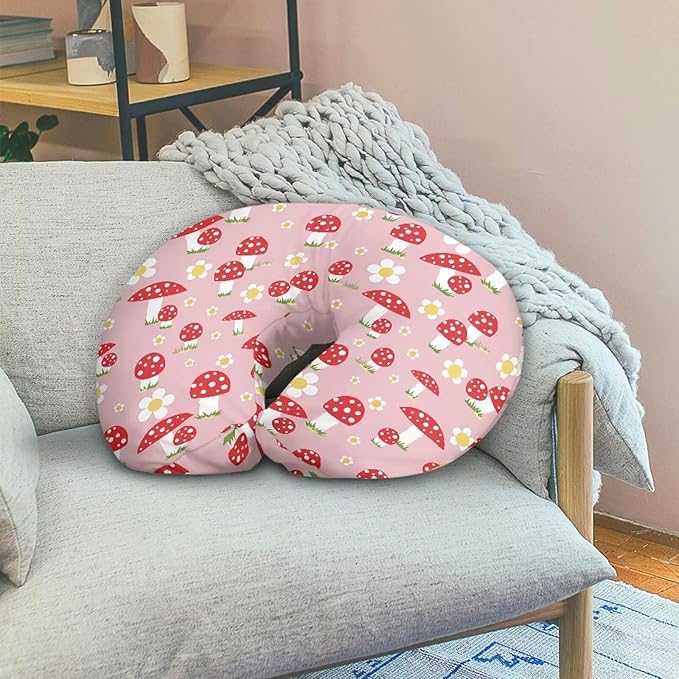 Red Mushroom and Daisy Nursing Pillow Cover for Baby Boy Girl Slipcover for Breastfeeding Pillows, Soft and Stretchy Safely Breastfeeding Pillow Cover