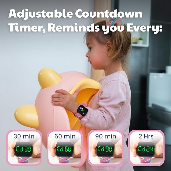 Potty Training Watch & Board Book for Kids – A Water Resistant Potty Reminder Device for Boys & Girls - Train Your Toddler with Fun Musical or Vibration Reminders and Printed Board Book (Unicorn)