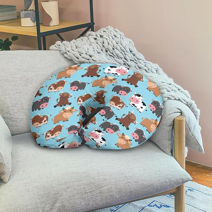 Cow Feeding Pillow Covers Washable & Breathable Nursing Pillow Slipcovers Breastfeeding Newborn Feeding Cushion Cover Practical Gift, Best Choice for Mom Cover Only