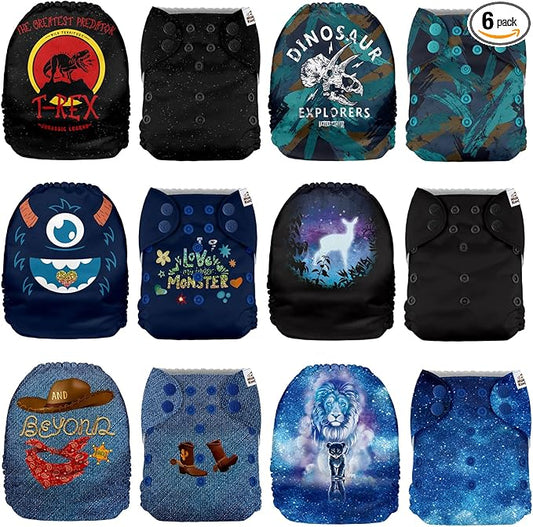 Mama Koala 1.0 Cloth Diapers for Babies, 6 Pack Pocket Shell Only (NO Inserts) - One Size Washable and Reusable Pocket Diapers for Newborns and Toddlers - 160053