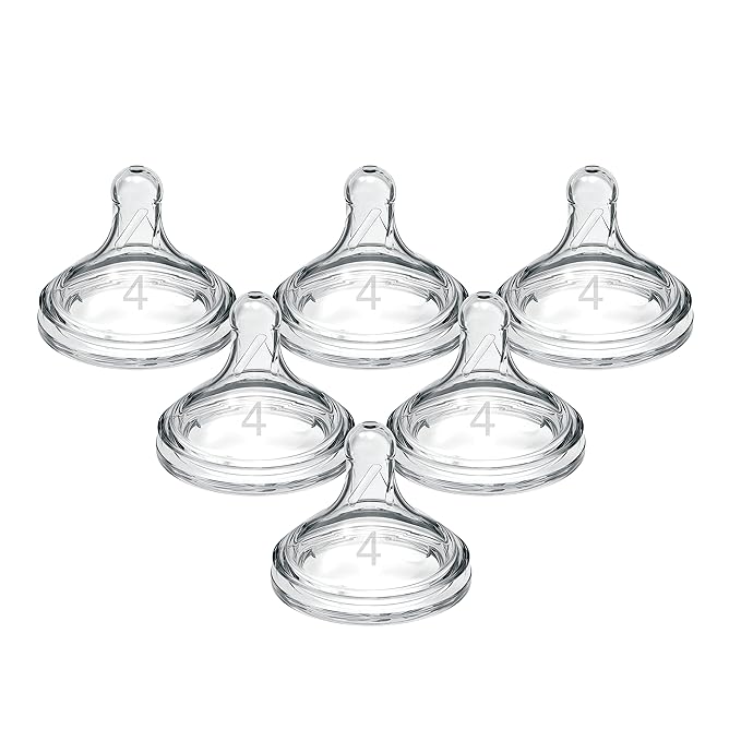 Dr. Brown's Natural Flow Level 4 Wide-Neck Baby Bottle, Fast Flow, 9m+, 100% Silicone & Y-Cut Narrow Bottle Nipple, Ideal for Thicker Liquids