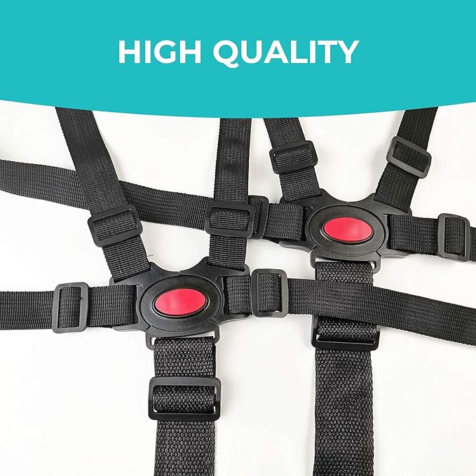 5 Point Harness Seat Belt，Adjustable Baby Seat Belt Full Protection Security Harness Seatbelt for High Chair and Pushchair Black