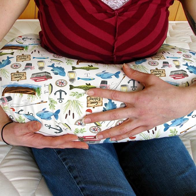 Gone Fishing Baby Nursing Pillow Covers for Boy Girl Fishing Lover Gift Nursing Slipcovers for Breastfeeding Pillows Soft Stretchy Vacation Outdoor Adventure Removable Cover for Newborn Infant
