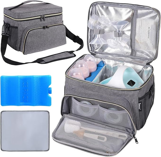 Breast Pump Bag Fit for Spectra S1 and S2, Pumping Bag with Breastmilk Ice Pack & Waterproof Mat, Perfect for Working Moms and Travel