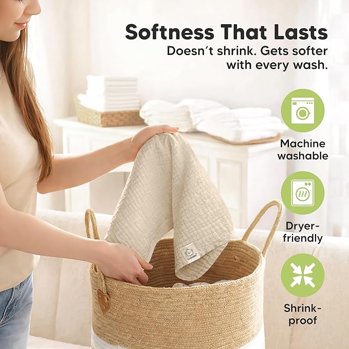 KeaBabies Organic Muslin Burp Cloths Baby Boy, Girl – 5-Pack 100% Cotton Muslin Burping Cloths for Babies, Newborn, 21x10 Large & Absorbent Spit Up Rags, Baby Washcloth, Infant Towels (Slate)