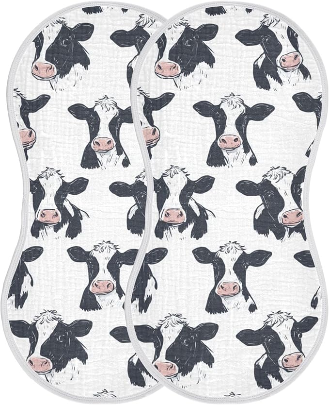 Farm Cows Cute Burp Cloths Baby Boys Girls Absorbent Soft Cotton Burping Cloths Rags, 2 Pack